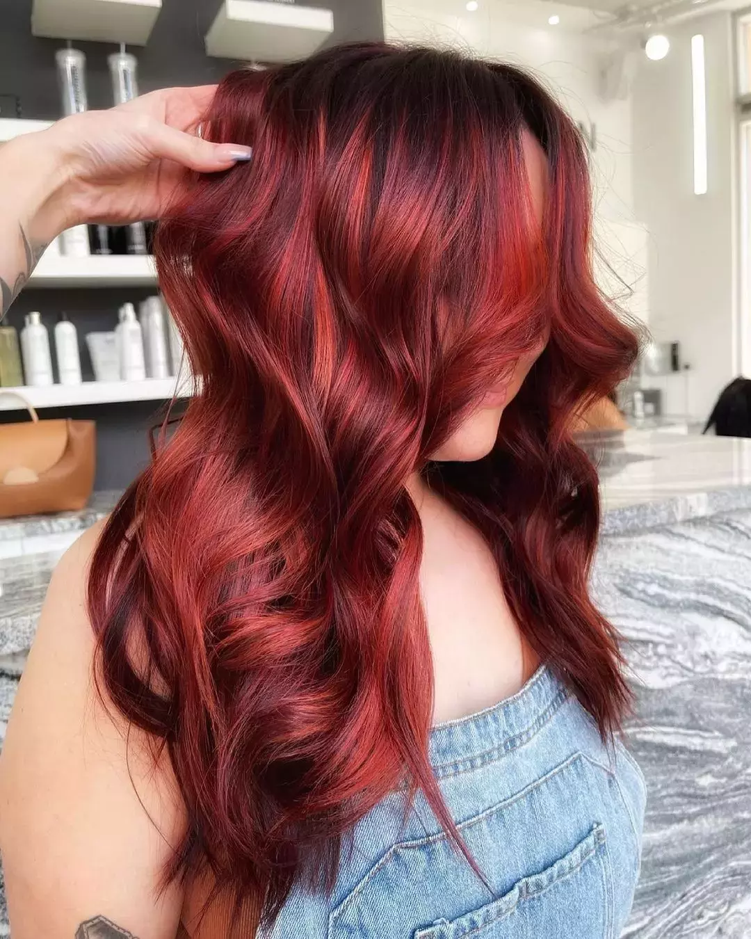 Fiery Red Chocolate Balayage