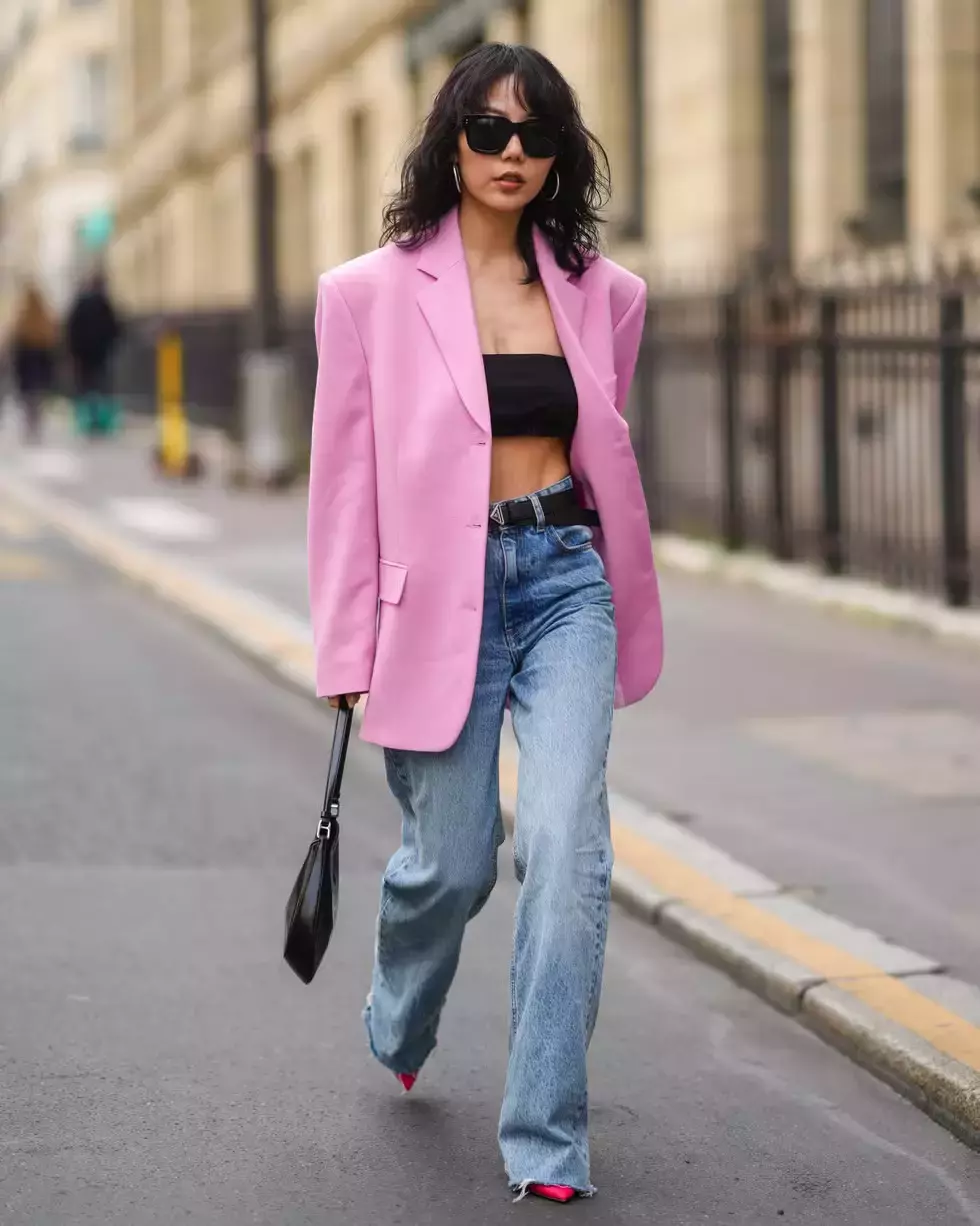 High Waisted Jeans Blazer Bandeau