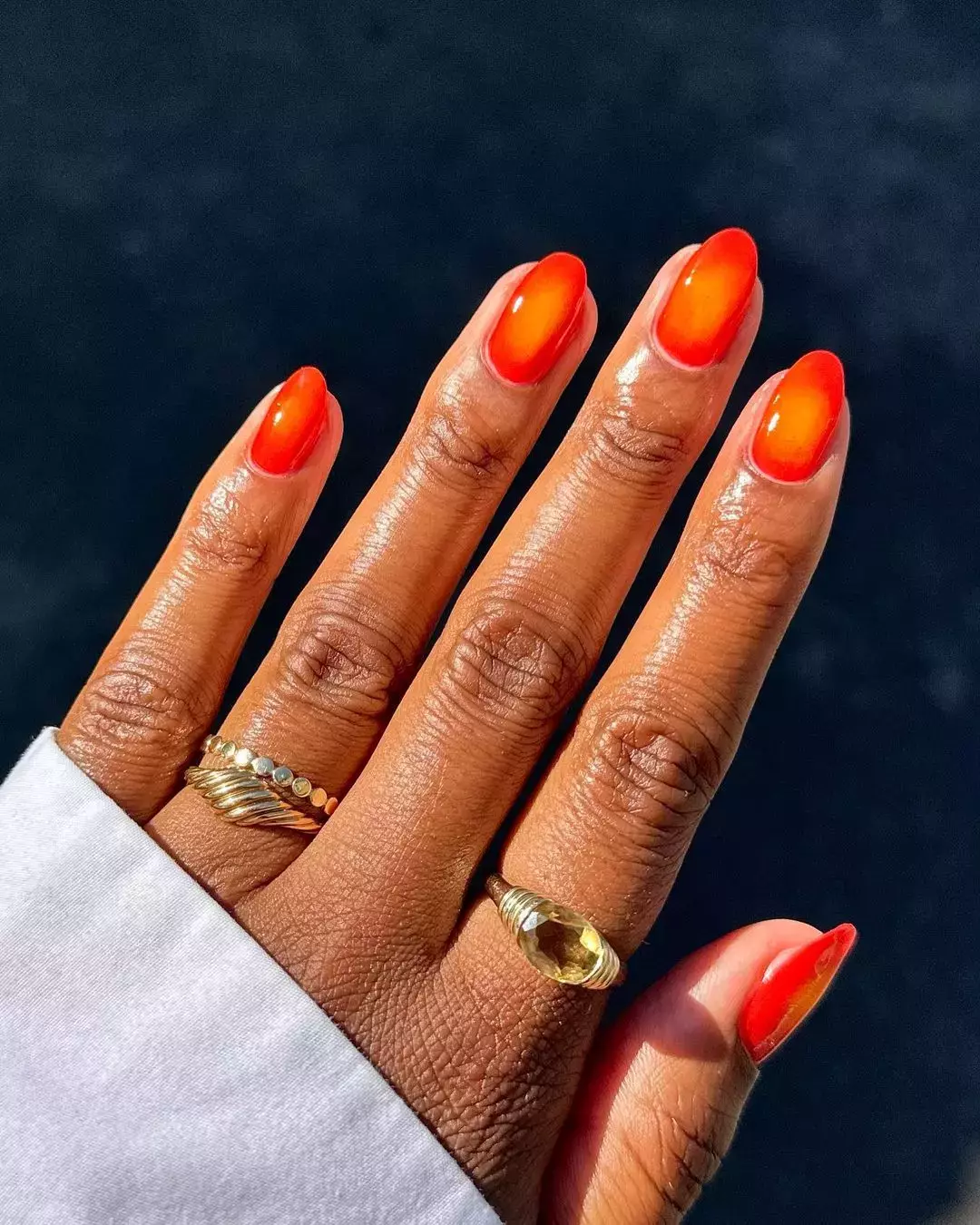 Orange Aura Nails