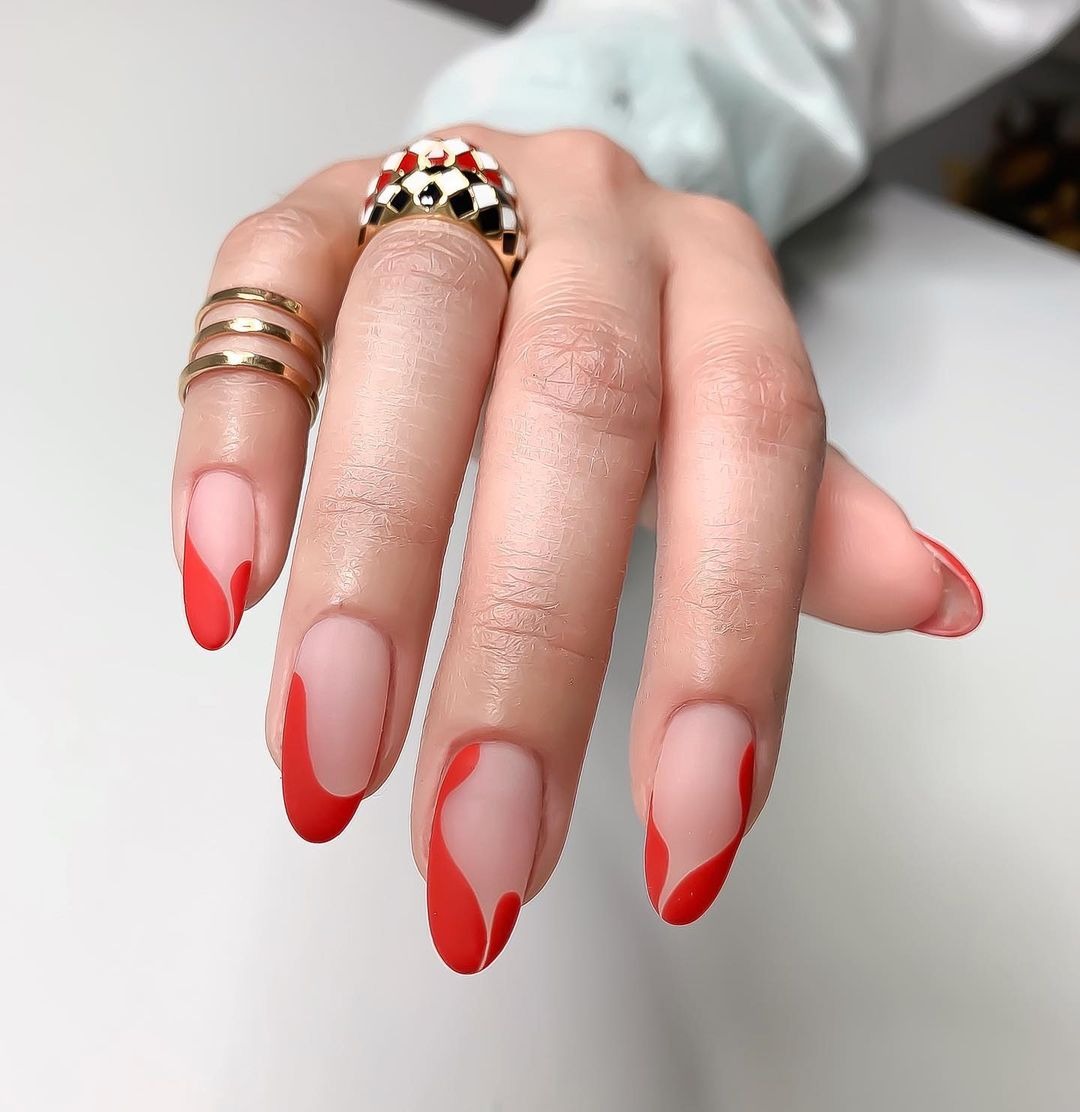 Red French Tip Nails