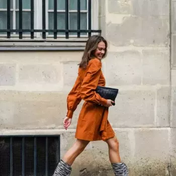 Smock Dress With Animal Print Boots