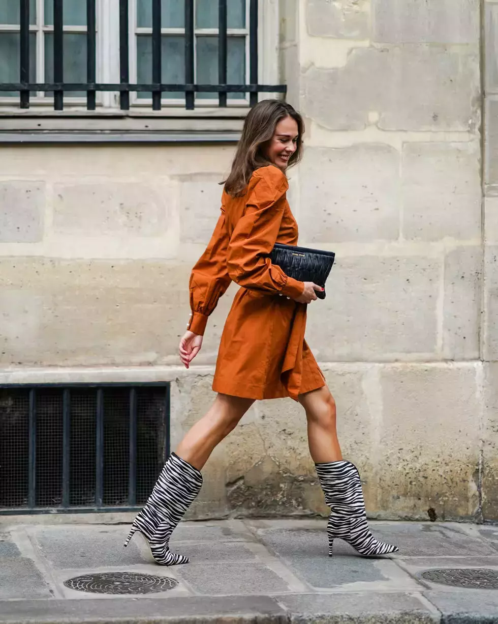 Smock Dress With Animal Print Boots