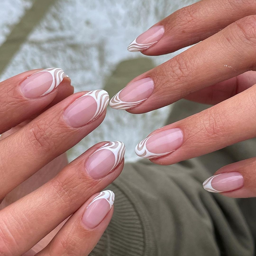 Swirl French Tip Nails