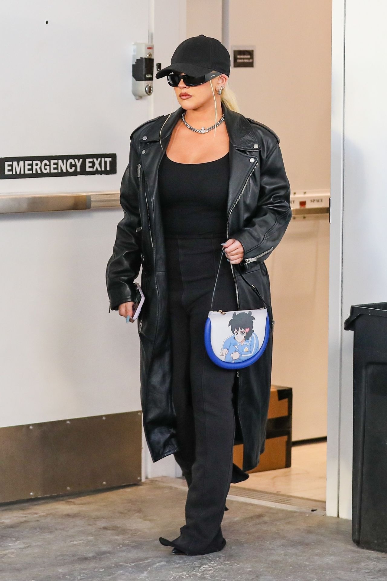 Christina Aguilera In Leather Shopping At Yves Saint Laurent In Beverly Hills