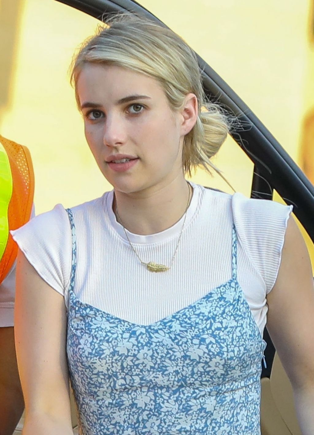 Emma Roberts In Floral Dress Food Run At Nobu In Malibu