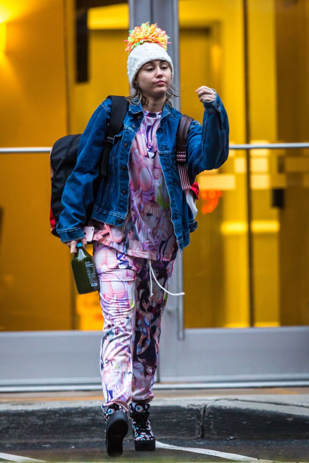 Miley Cyrus Street Style Out In New York