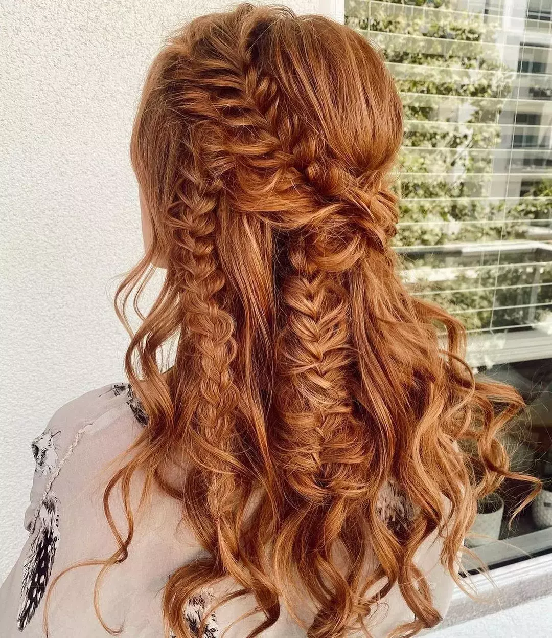 Red Fishtail Braid Bun