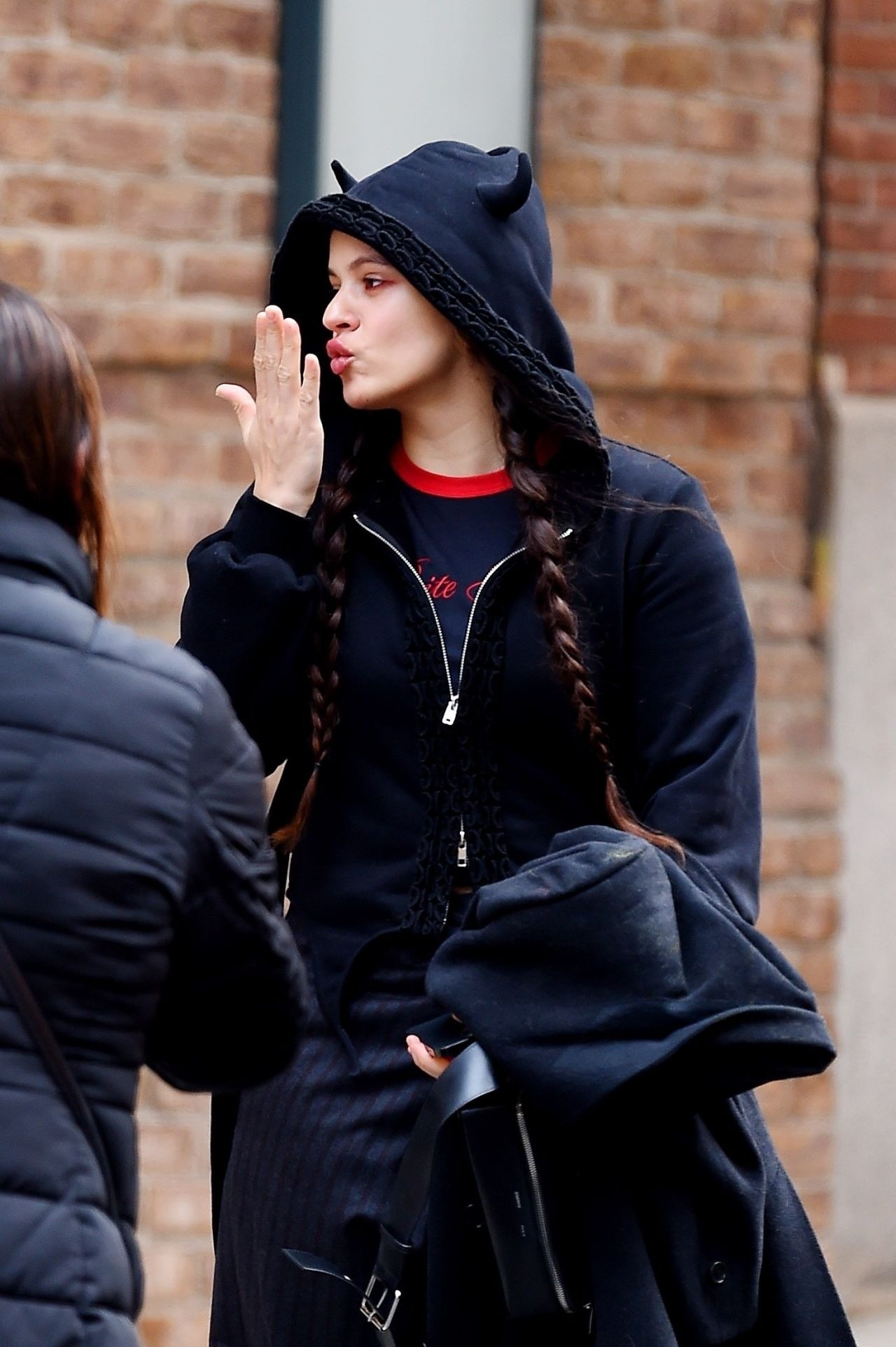 Rosalia In All Black Attire In Central Park In New York