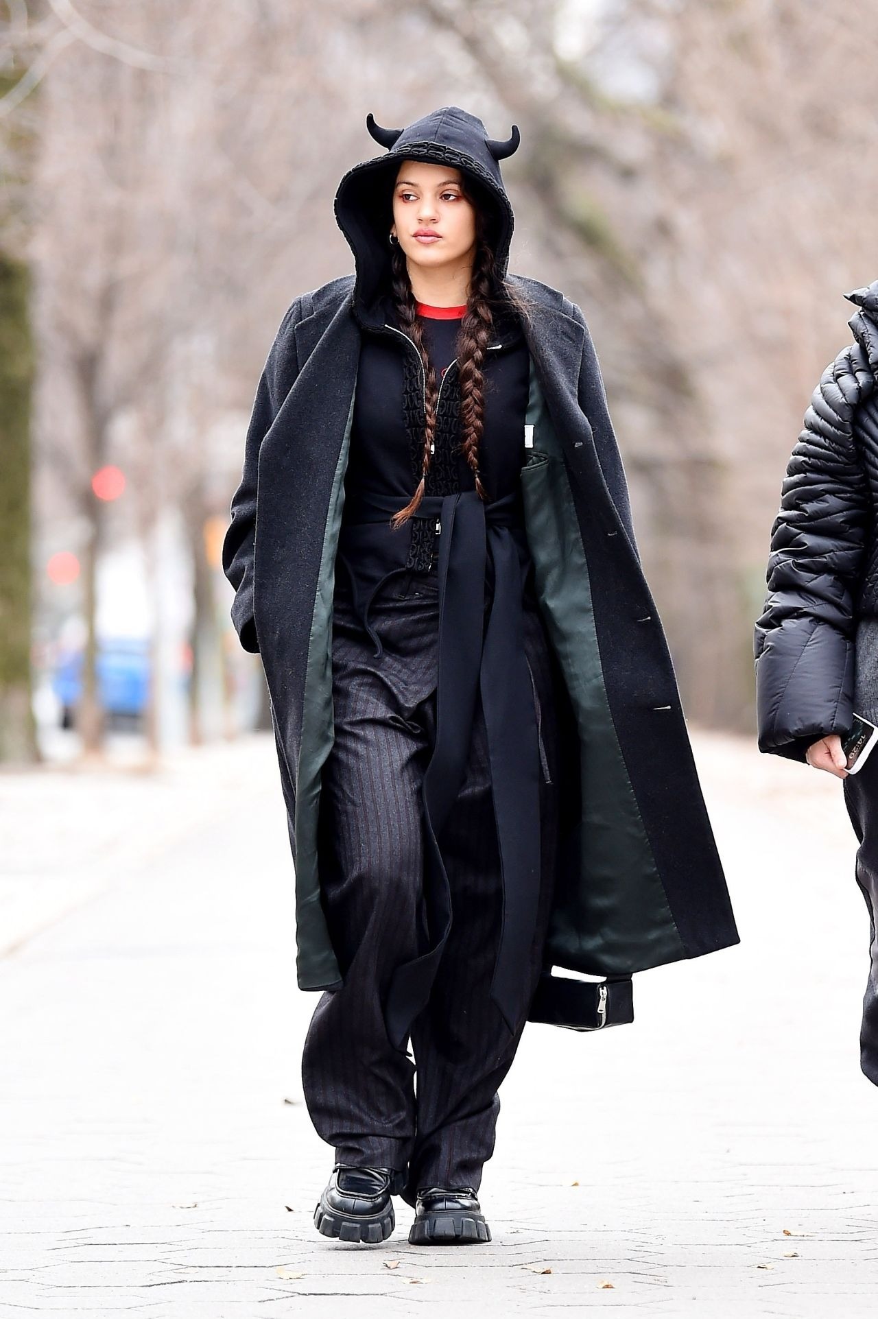 Rosalia In All Black Attire In Central Park In New York