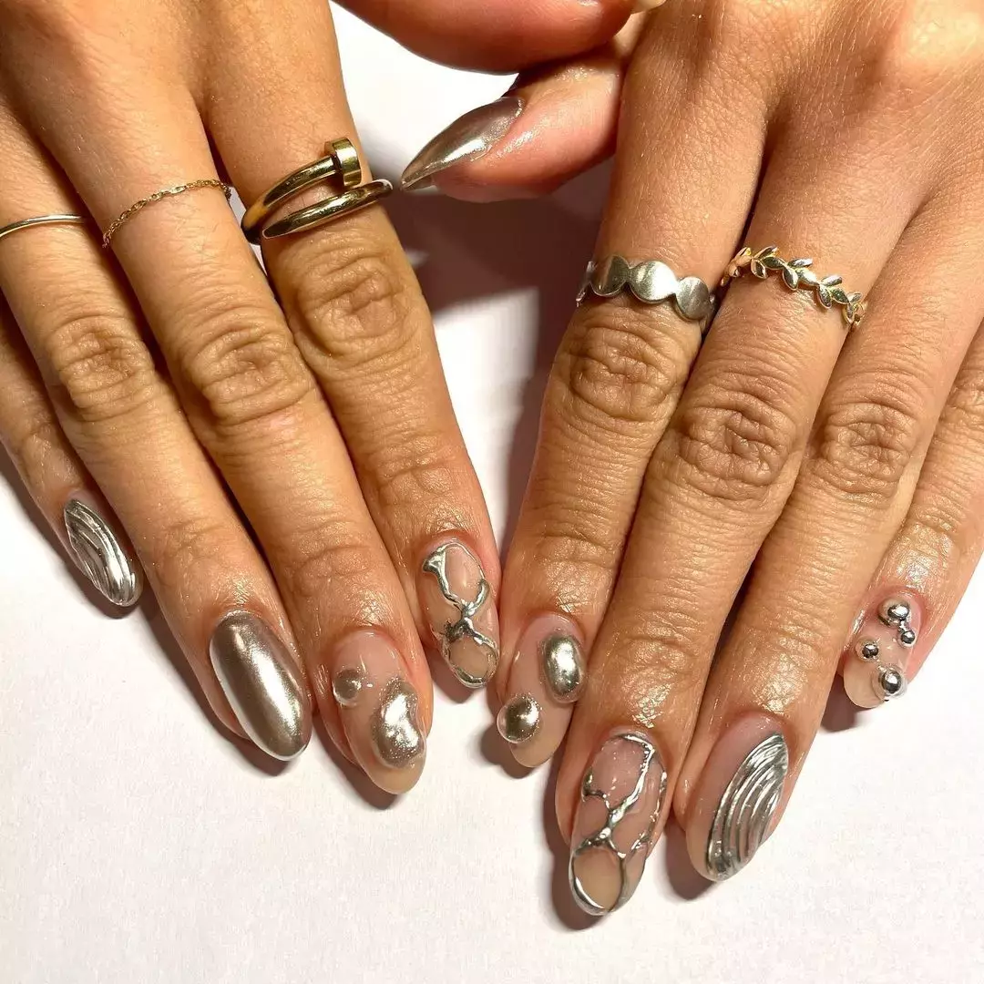 3d Chrome Swirl Nails