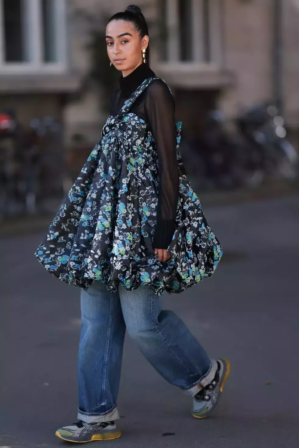 A Babydoll Dress With Cuffed Denim