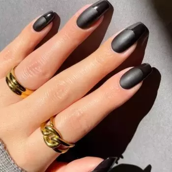 A Matte Black French Manicure