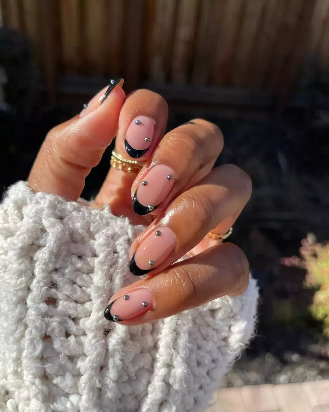 Black Studded Nails