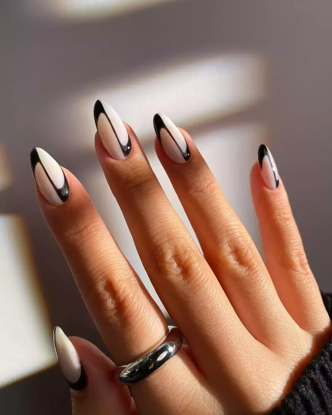 Black And White French Tip Nails