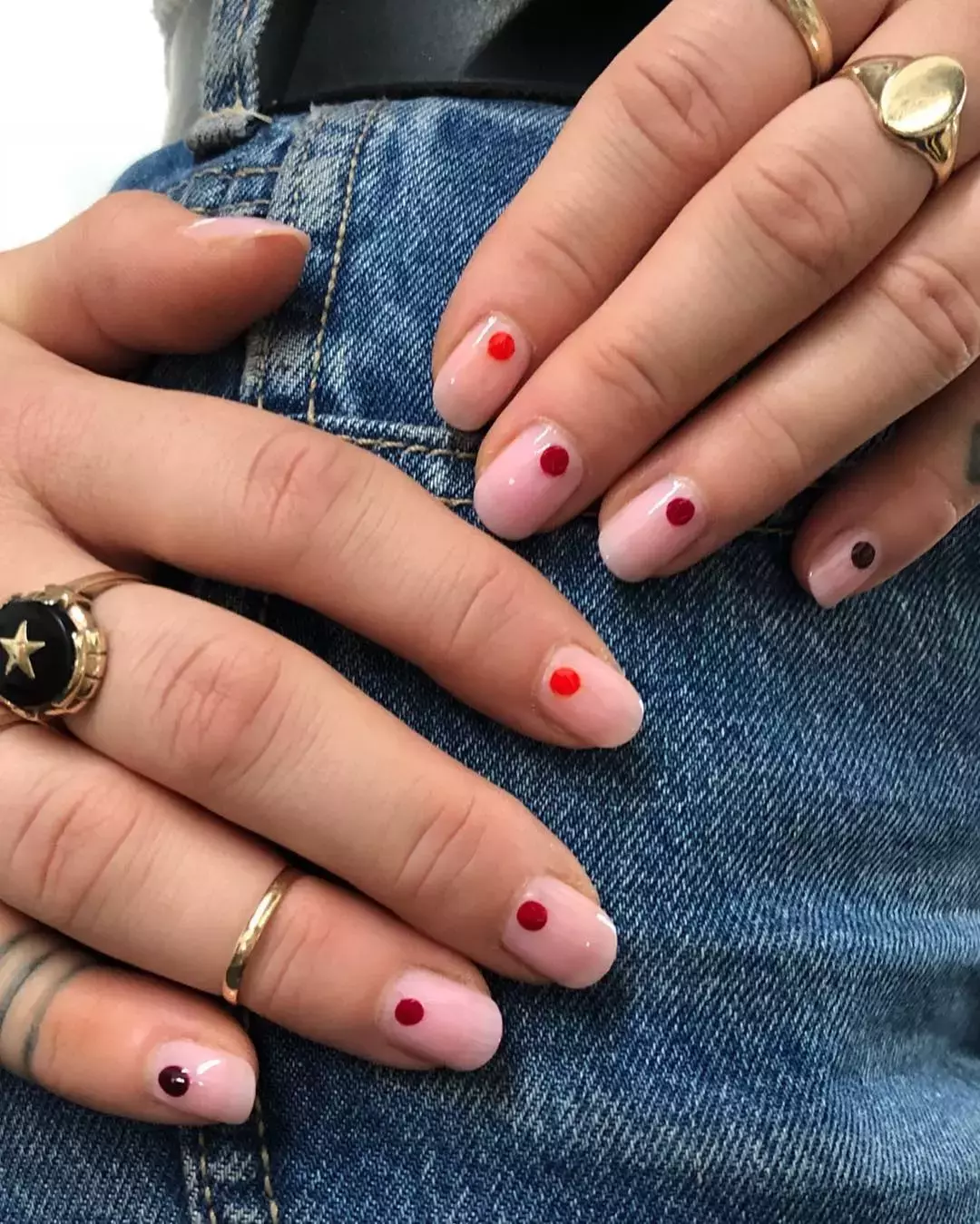 Burgundy Dotted Nails