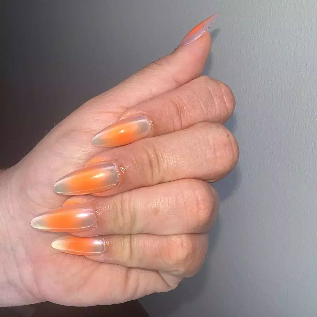 Creamsicle Chrome Nails