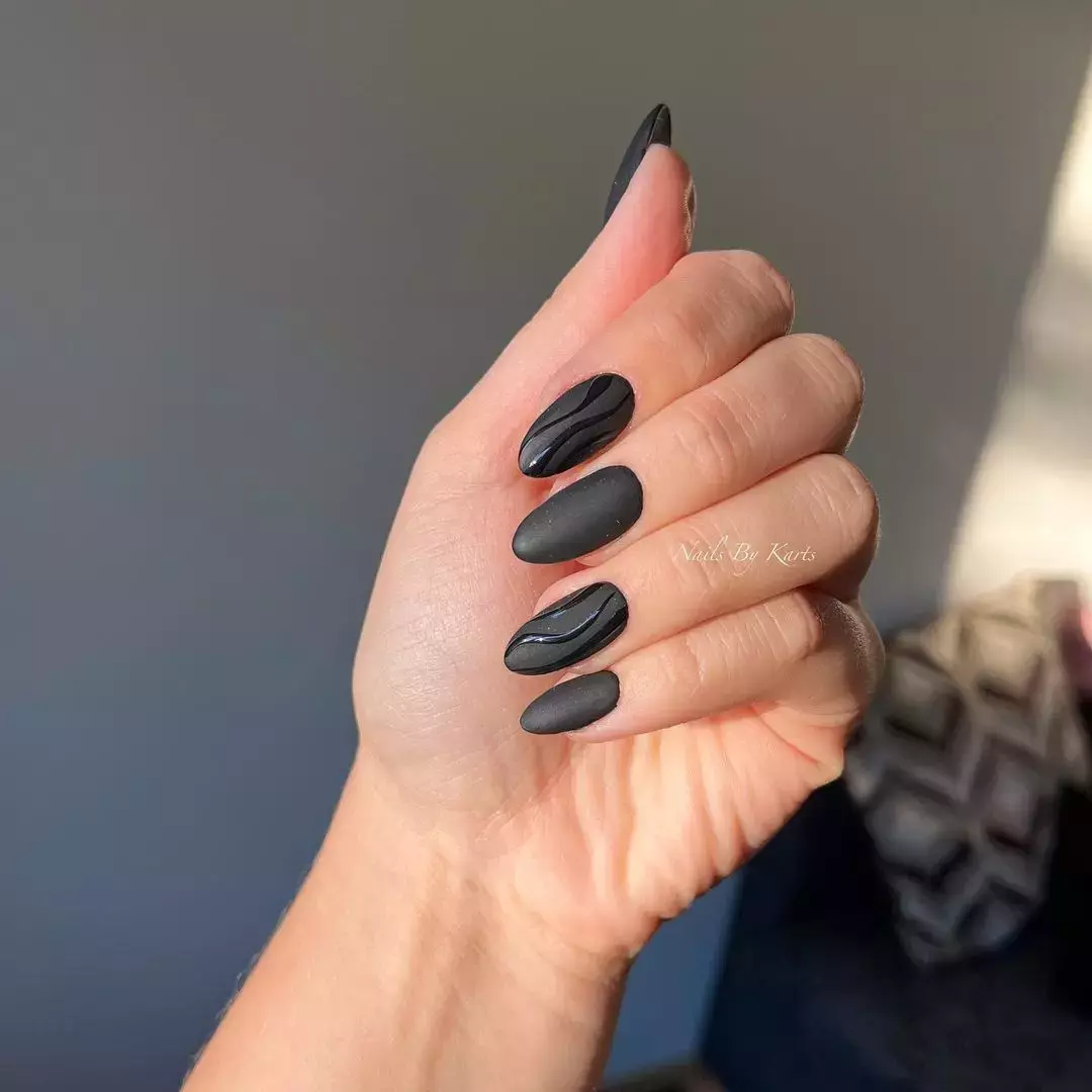 Delicate Matte Black Swirls