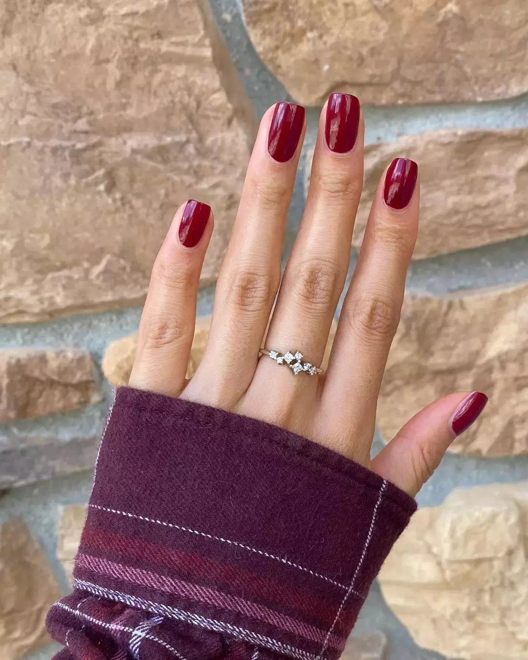 Fall Red Squoval Nails