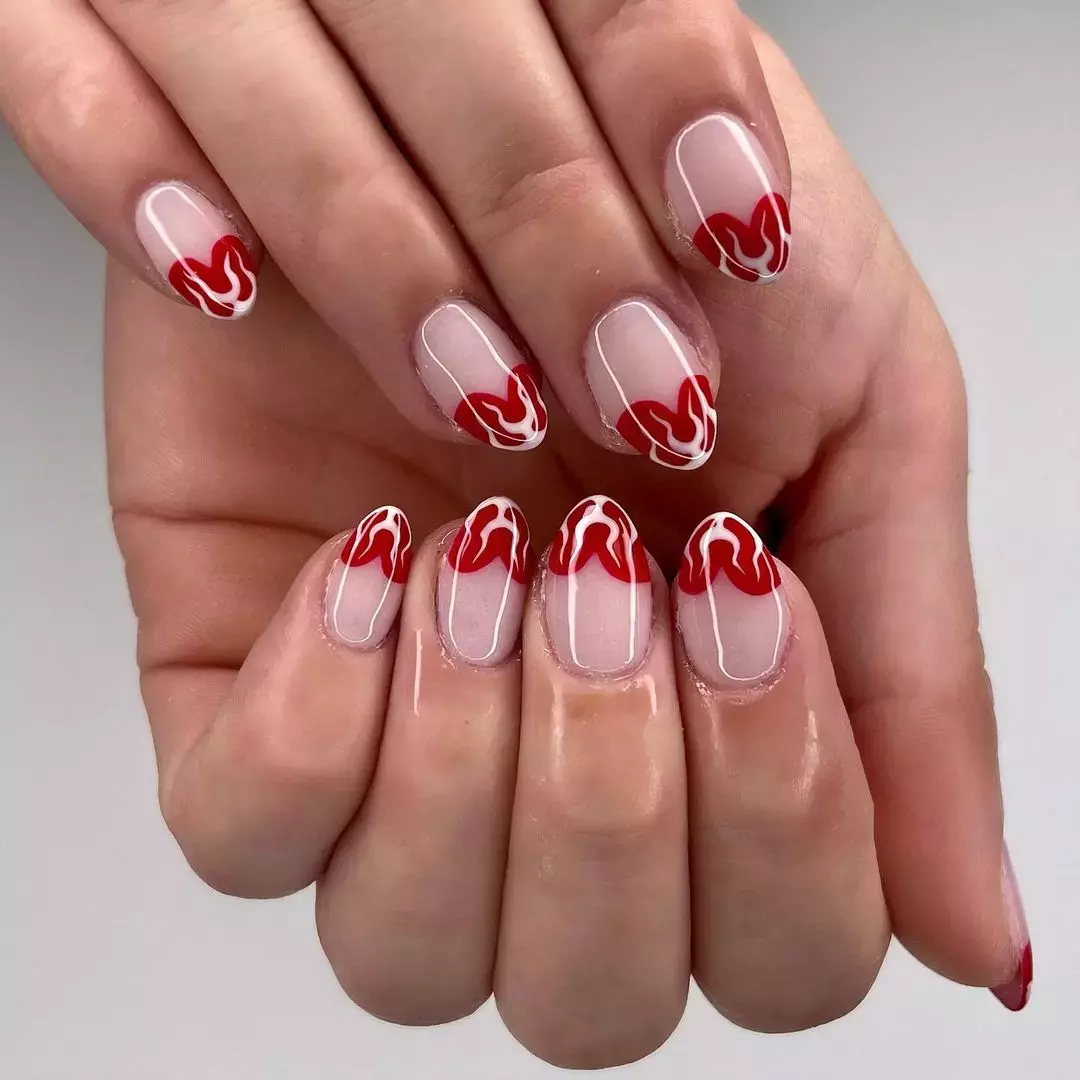 Flame Heart Nails