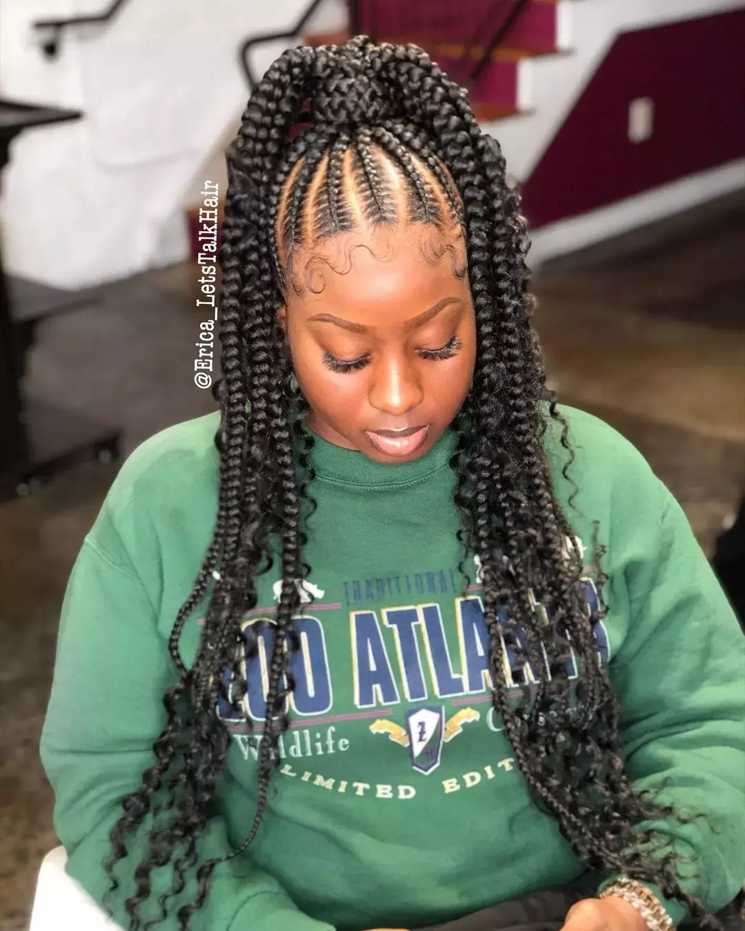 Ghana Braided Ponytail With Curls