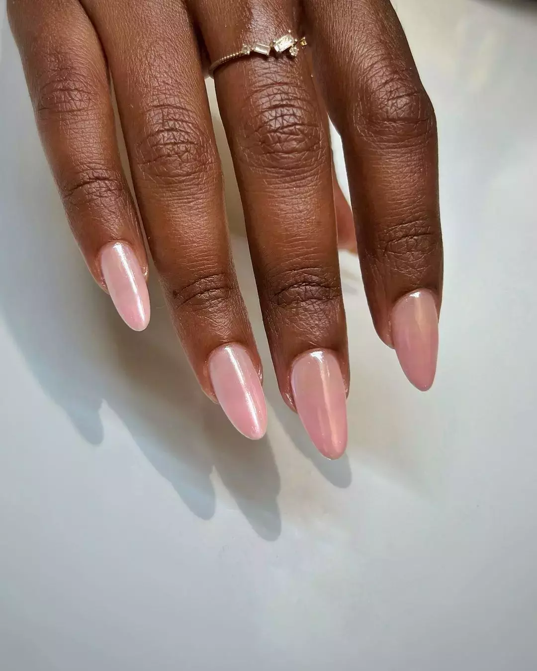 Glossy Pink Chrome Nails