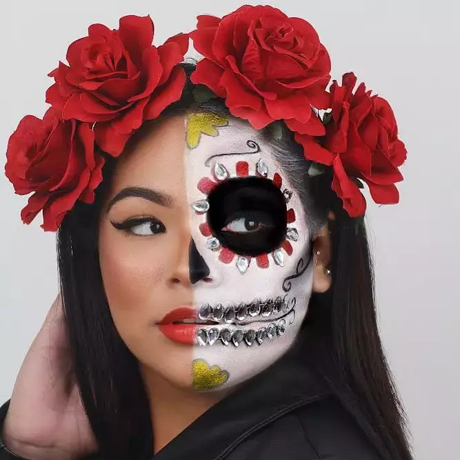 Half Skull Day Of The Dead Makeup