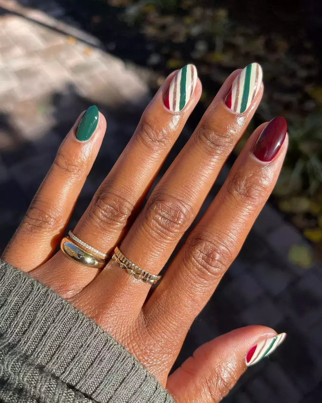 Muted Christmas Colored Nails