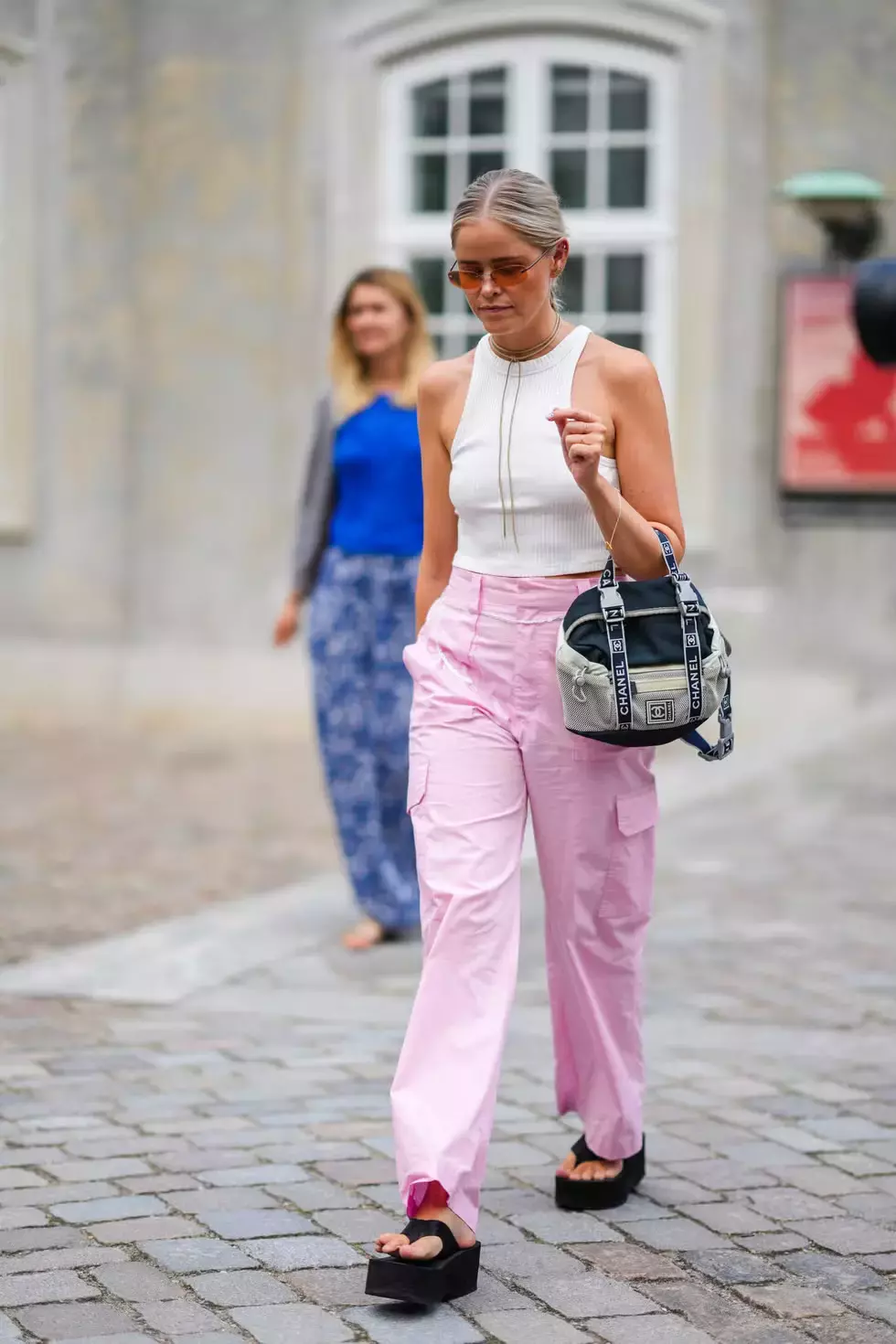 Pastel Cargo Pants With Flip Flops