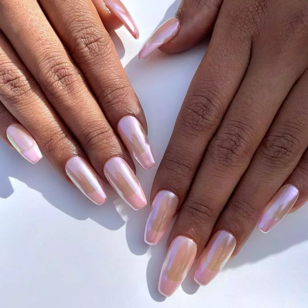 Pink Chrome French Tips