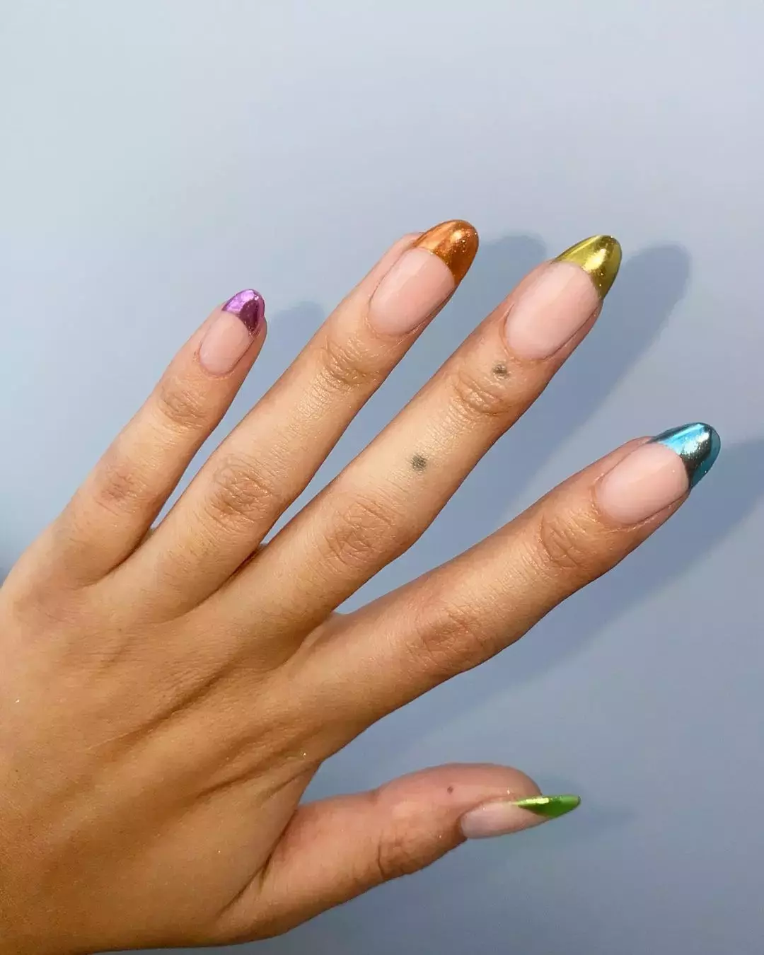 Rainbow Tipped Chrome Nails