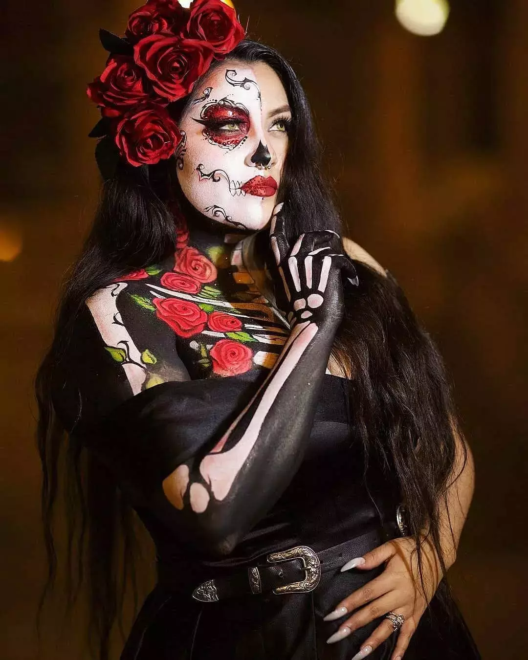 Rosy Dia De Los Muertos Makeup