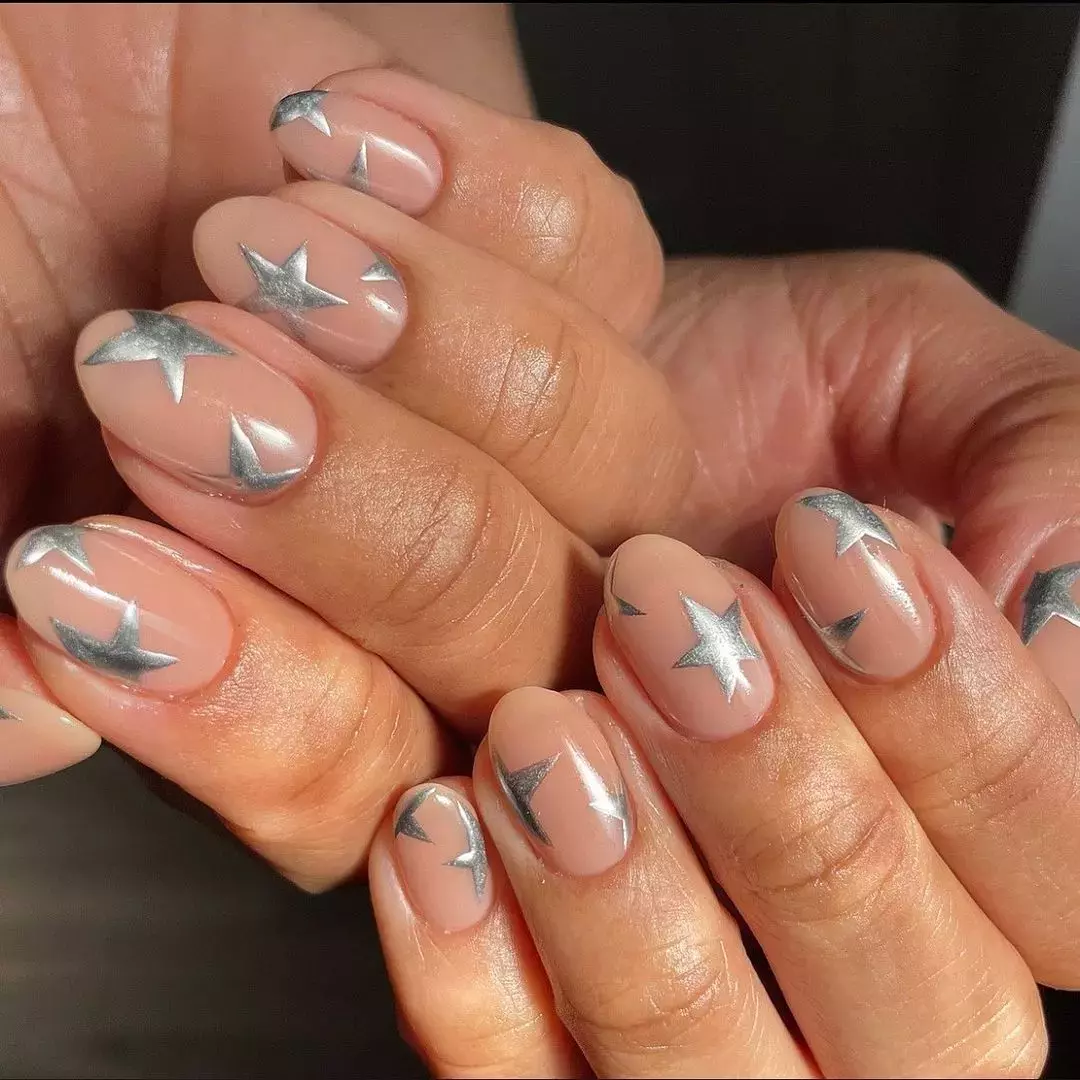 Silver Star Nails