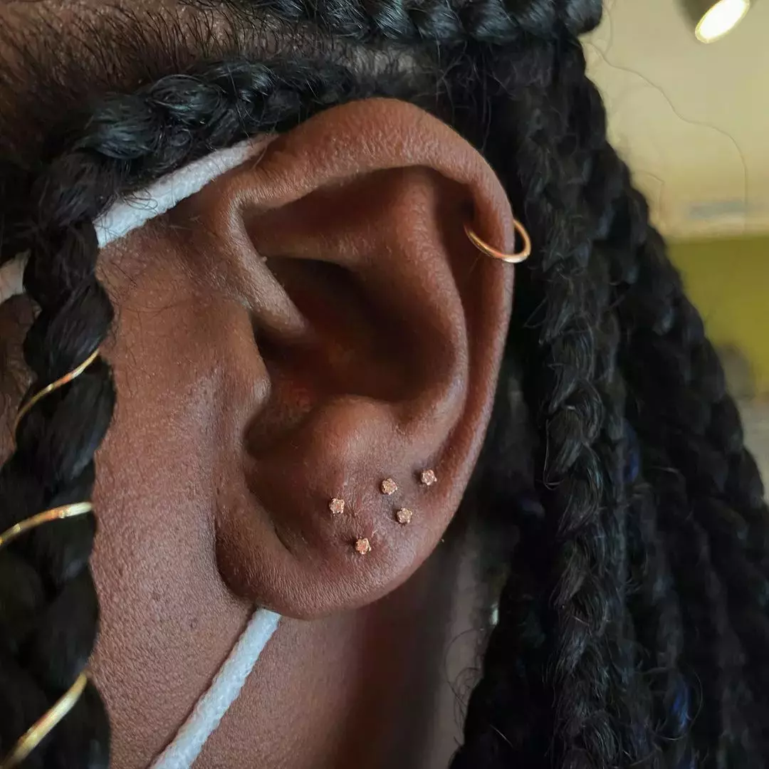 Stacked Lobe Piercings