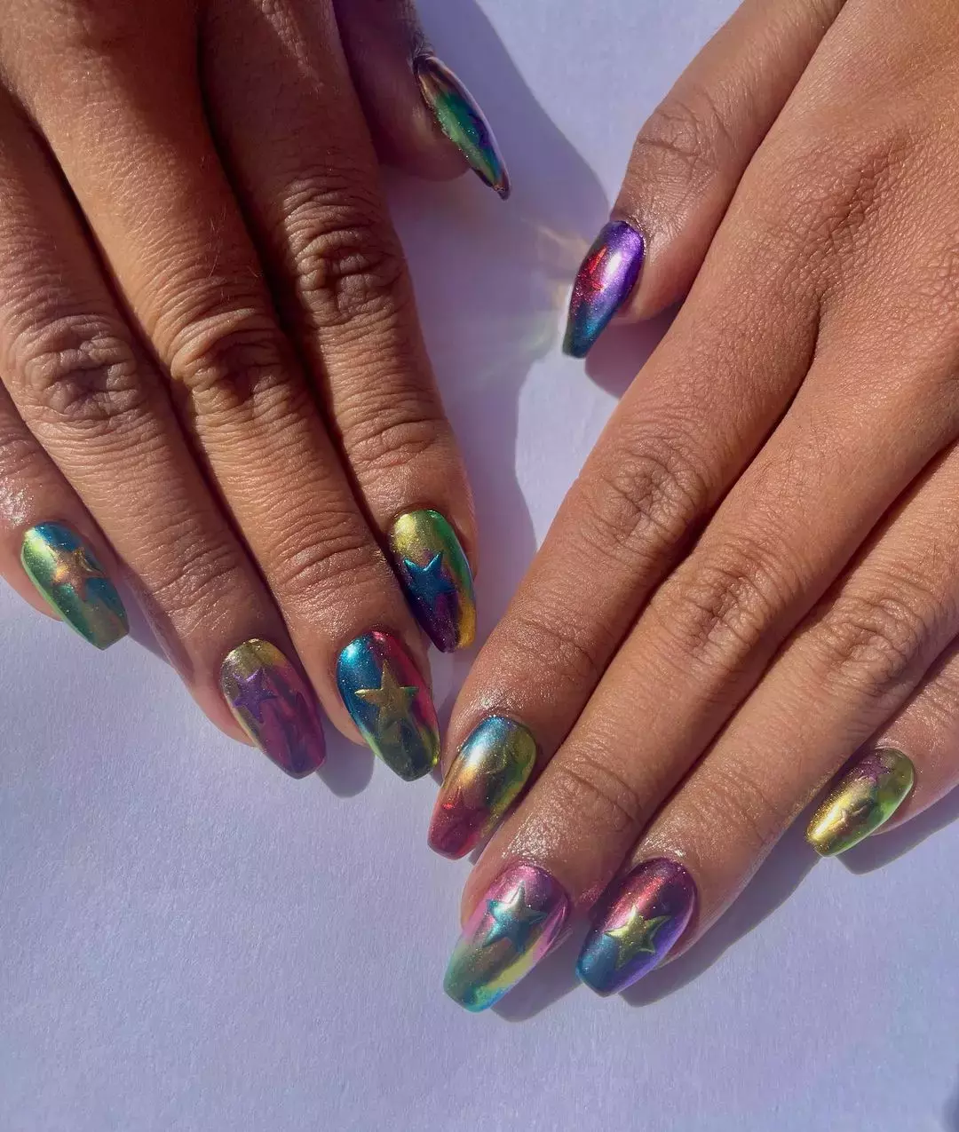 These Star Studded Chrome Nails