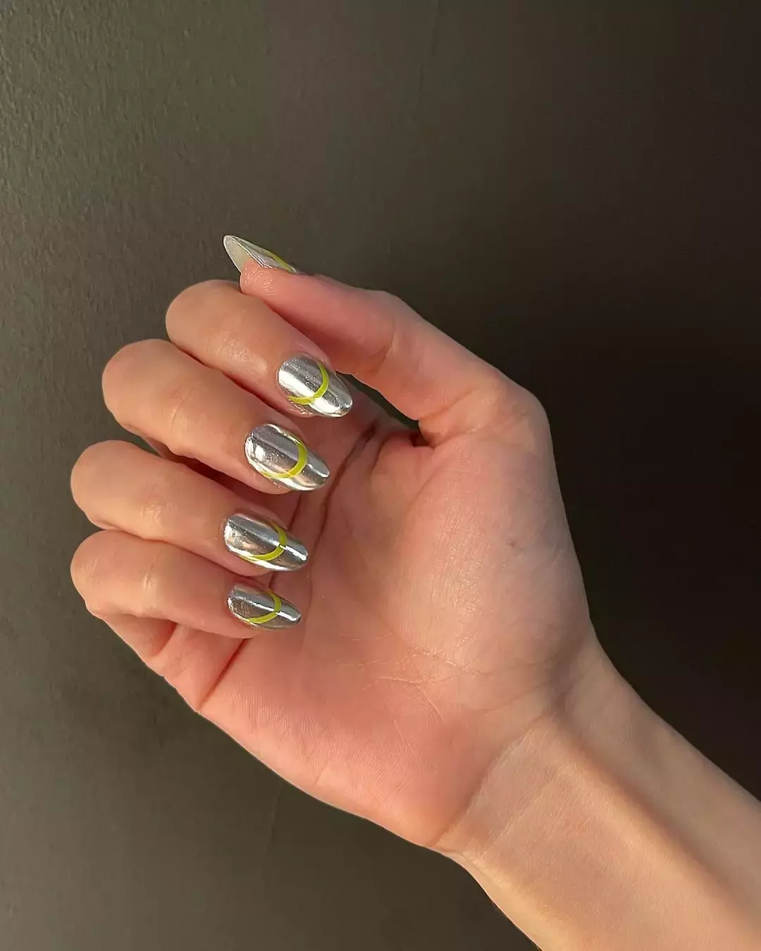 This Half Moon Chrome Mani