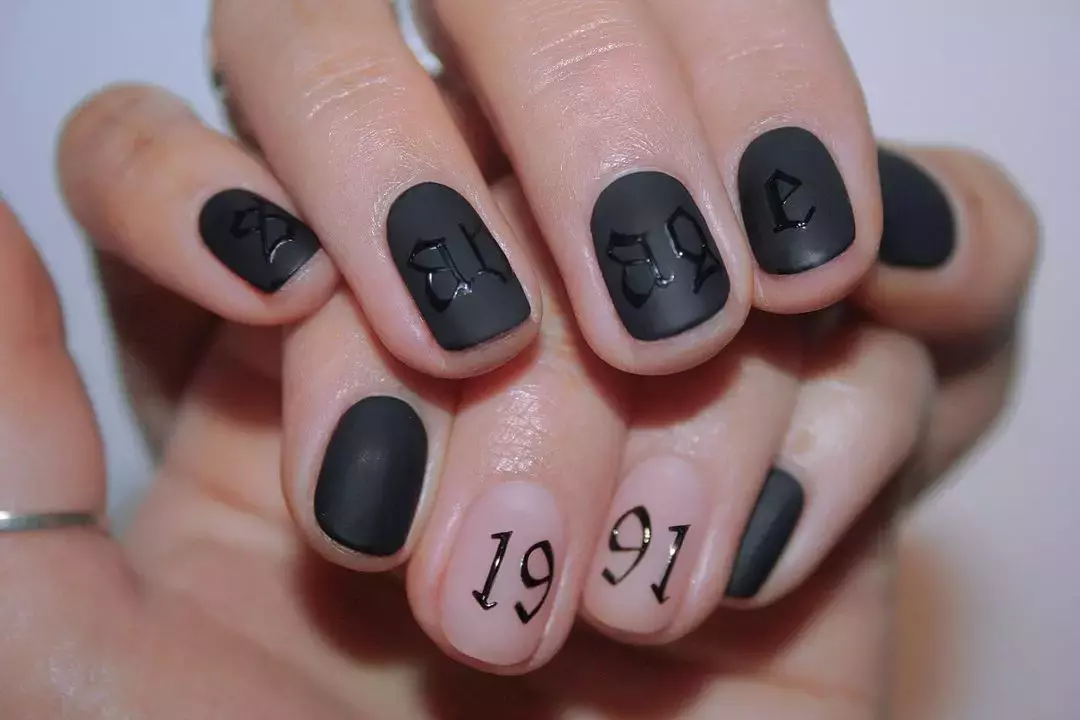 This Matte Black Mani With Italics