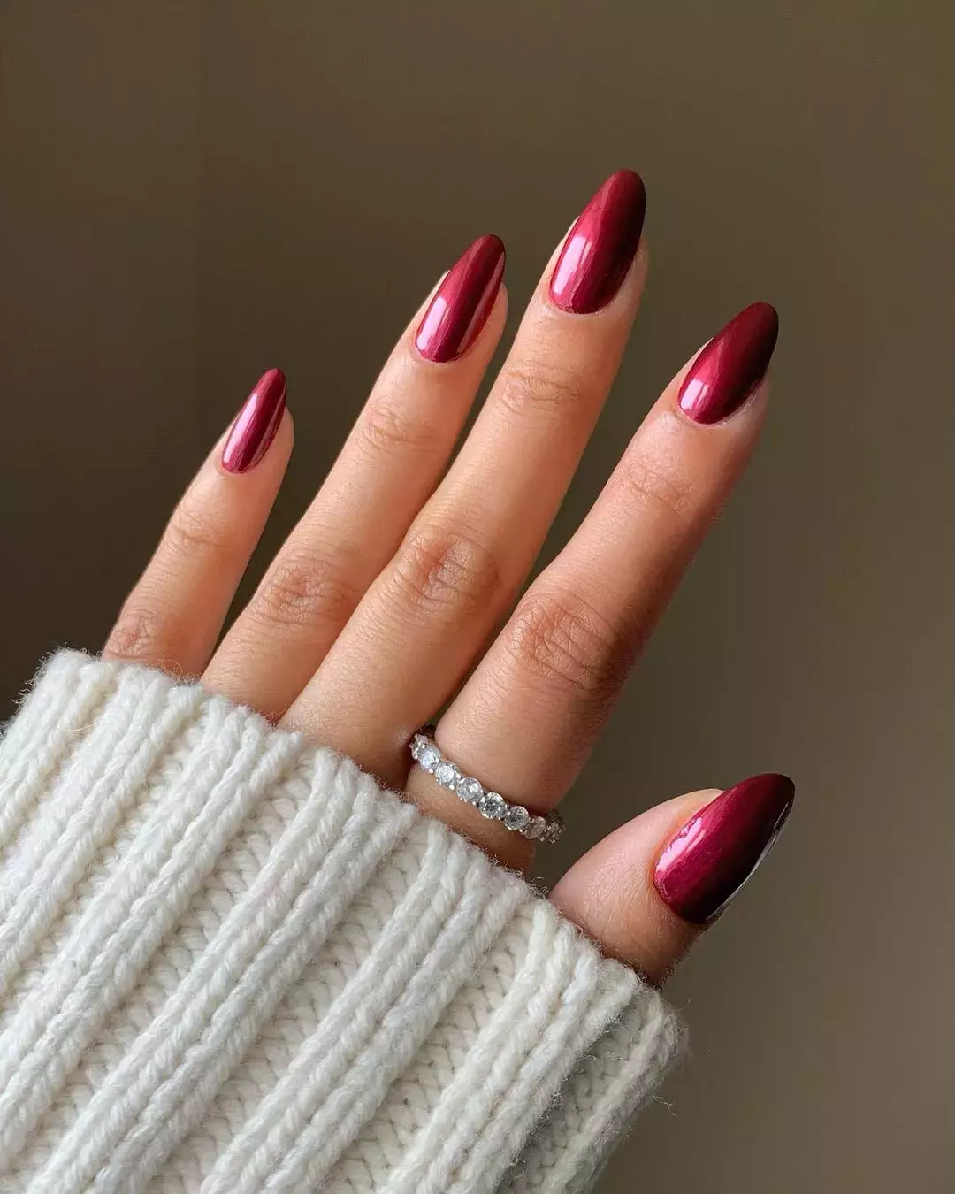 This Pearlescent Burgundy Manicure