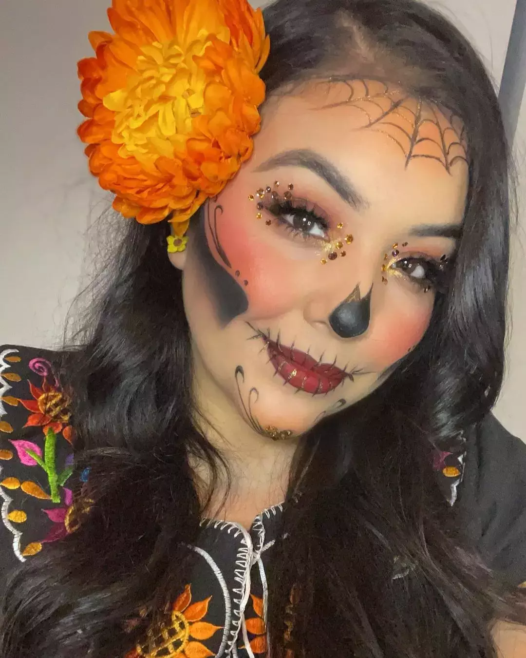 Warm Toned Day Of The Dead Makeup