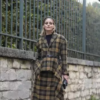 A Belted Plaid Blazer Skirt