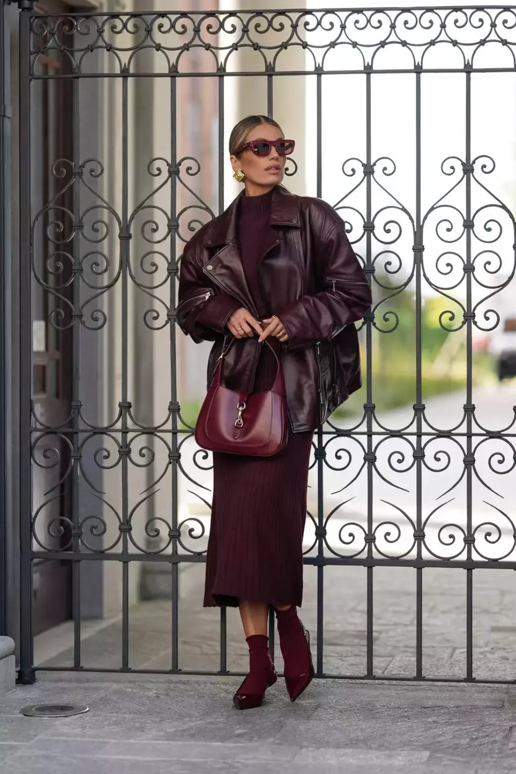 A Burgundy Dress Leather Jacket