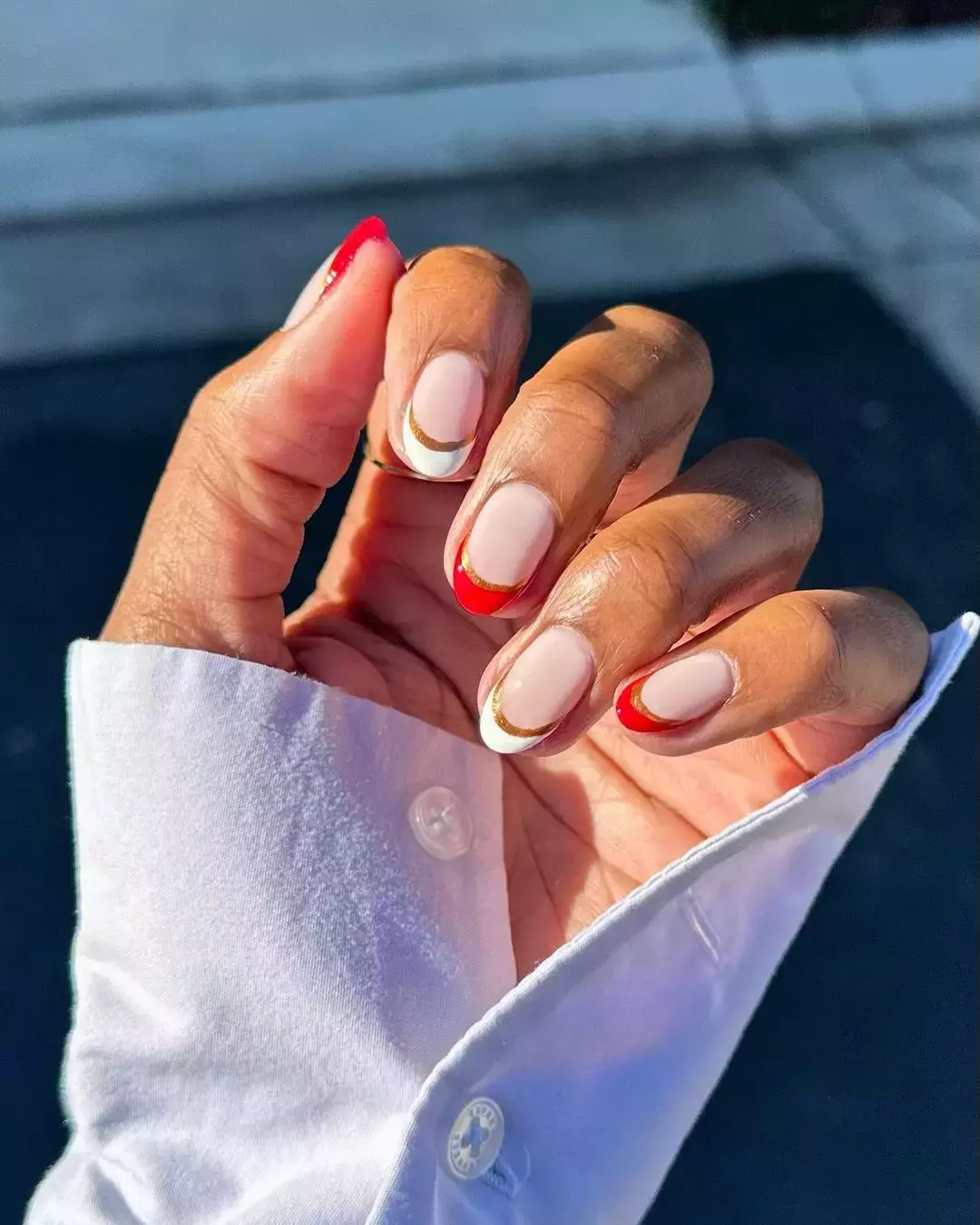 Candy Cane Inspired French Tip Nails