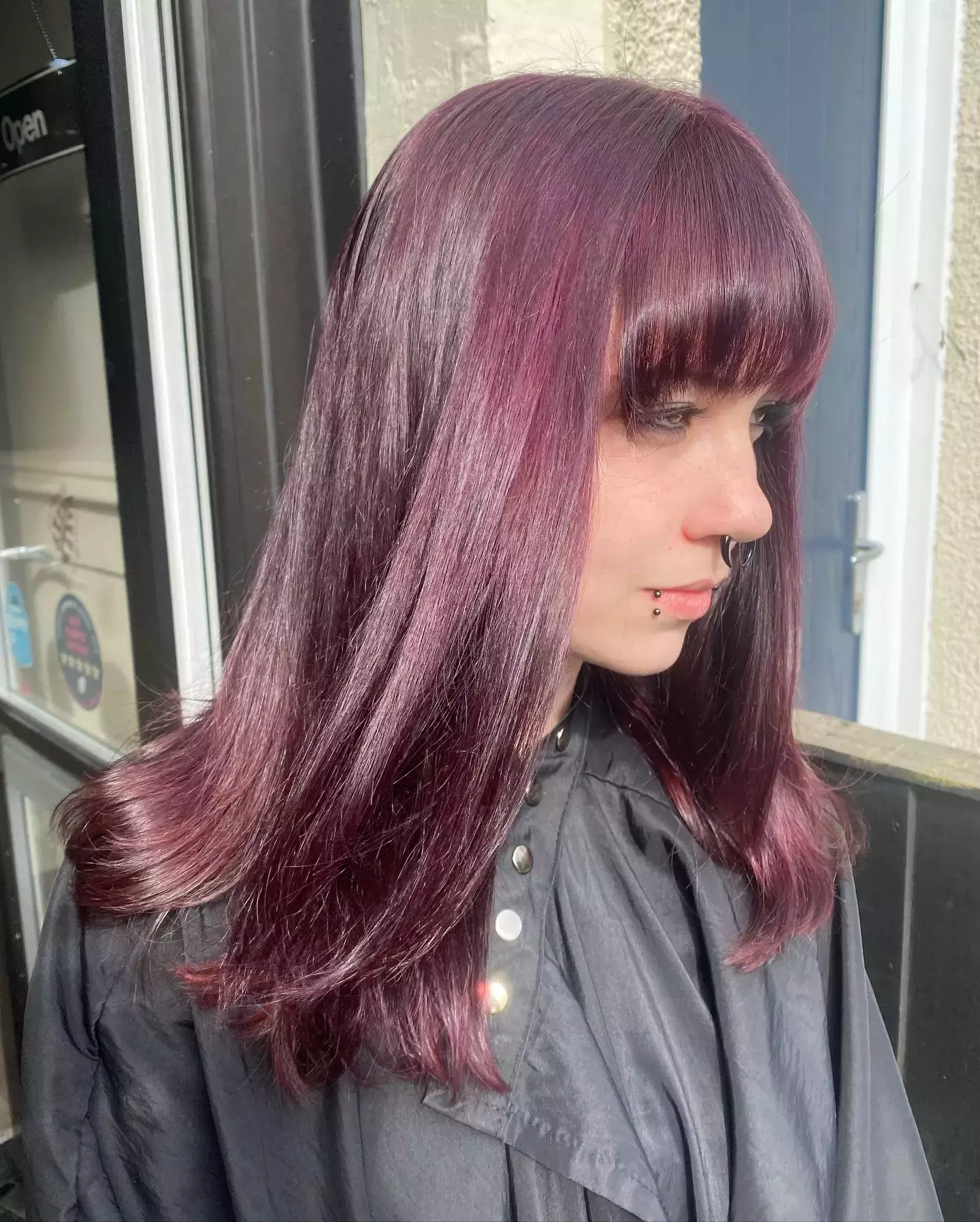 Glossy Mahogany With Full Bangs