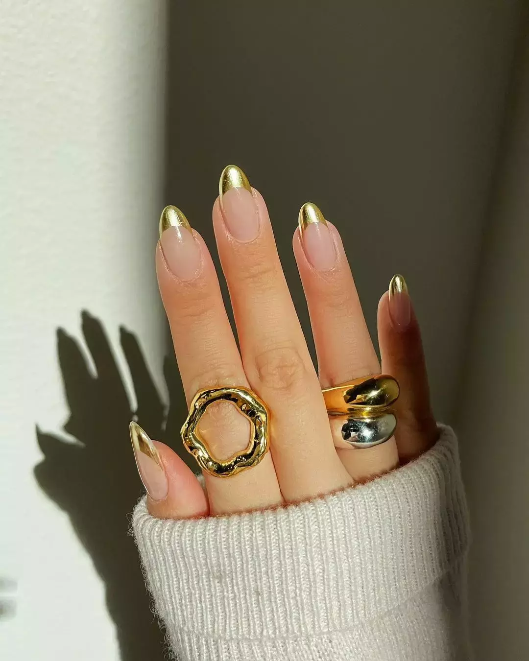 Golden French Tip Nails