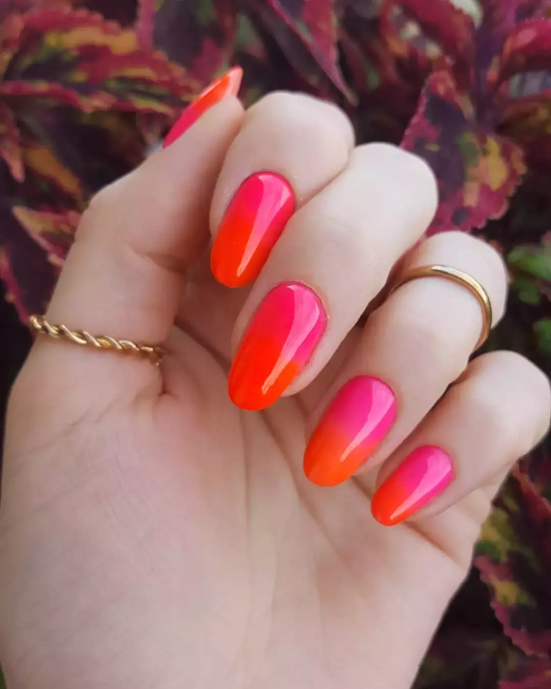 Pink And Red Ombre Nails