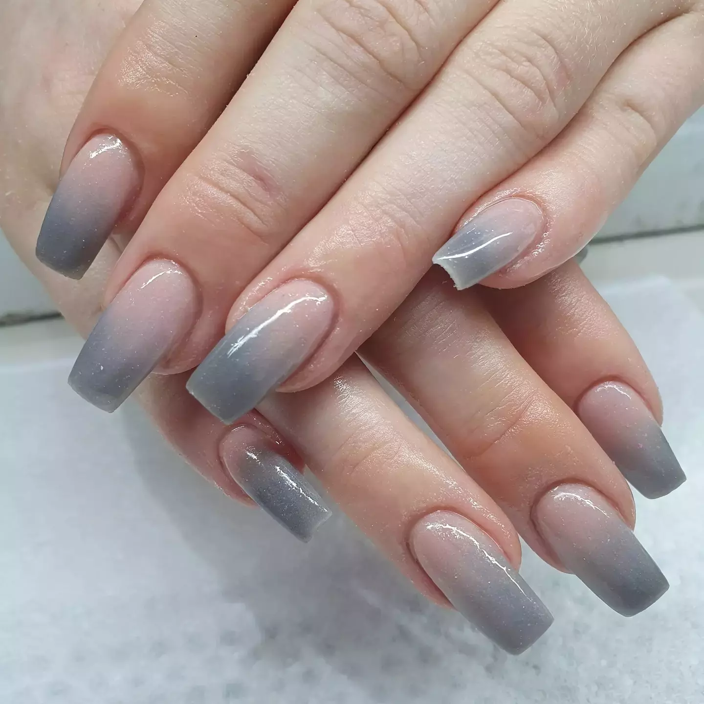 Smokey Gray Ombre Nails