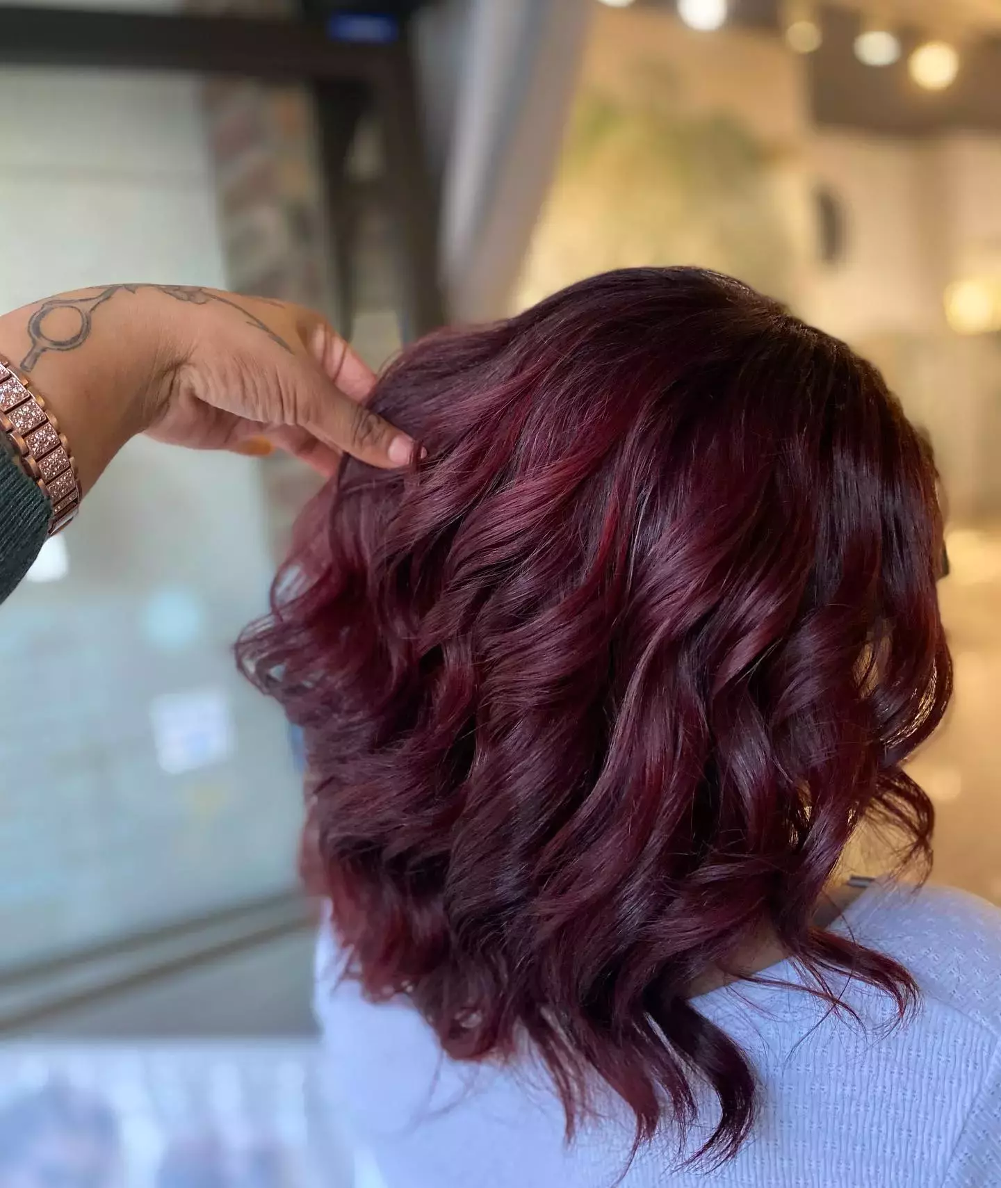 Textured Waves In Mahogany Glow