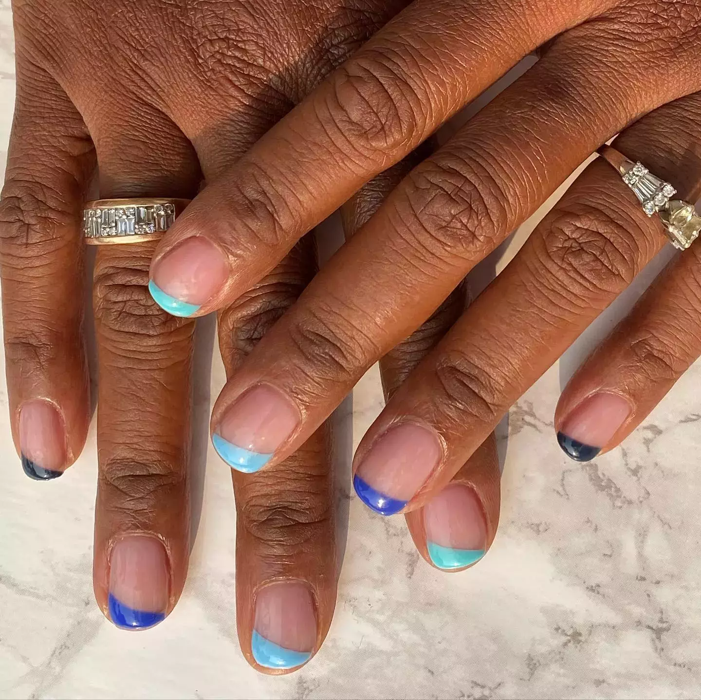 This Blue French Mani For Aquarius Nail Art