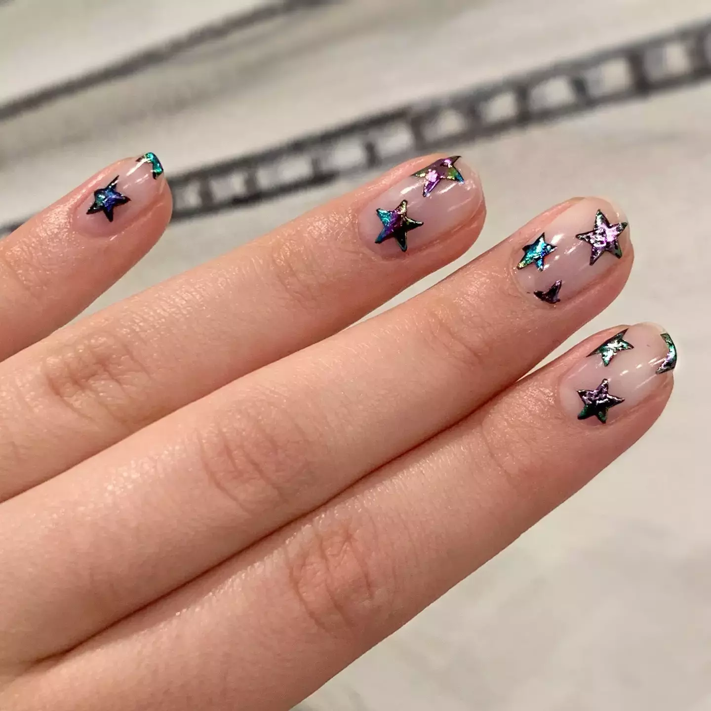 This Holographic Star Aquarius Nail Art