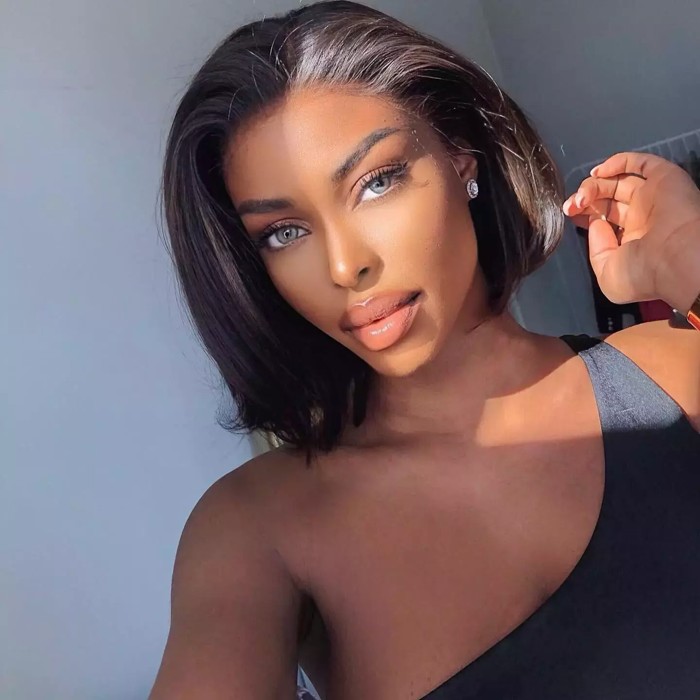 This Sleek Black Bob For A Short Wig