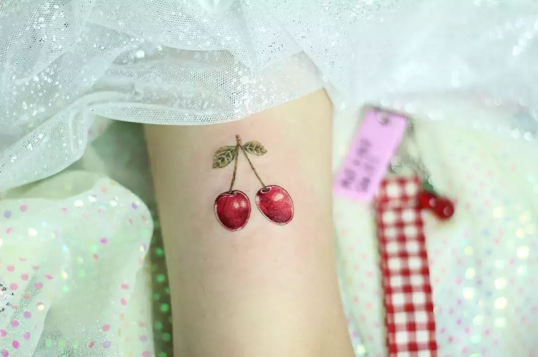 Watercolor Cherry Tattoo